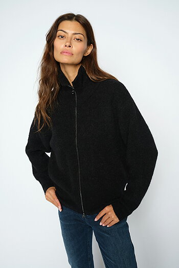 Mos Mosh - MMThora Knit Zip Cardigan Black