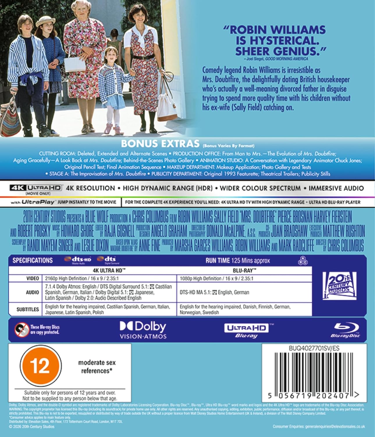 Mrs. Doubtfire (ej svensk text) (4K Ultra HD + Blu-ray) - 2