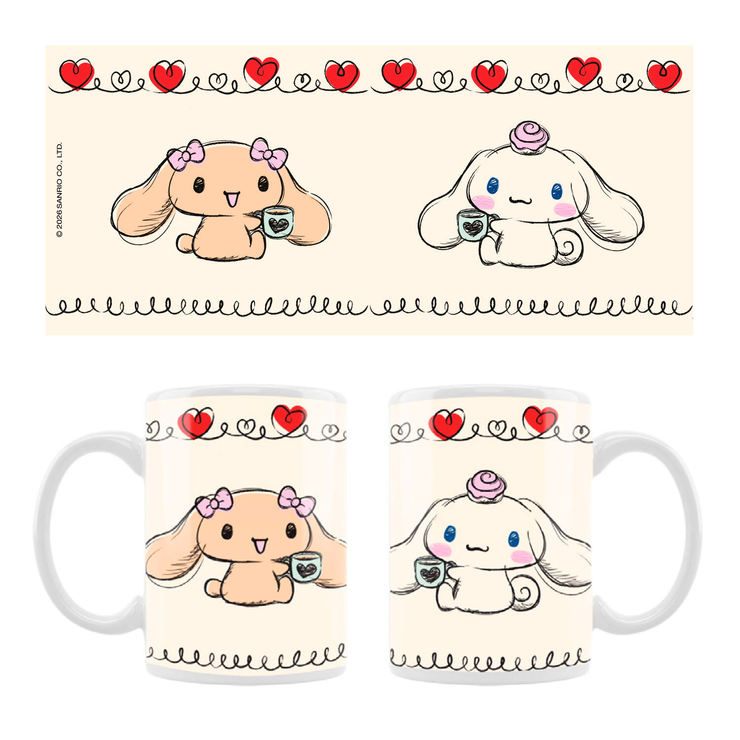 Cinnamoroll & Mocha Porslinsmugg 400 ml - Drawing Touch - 4
