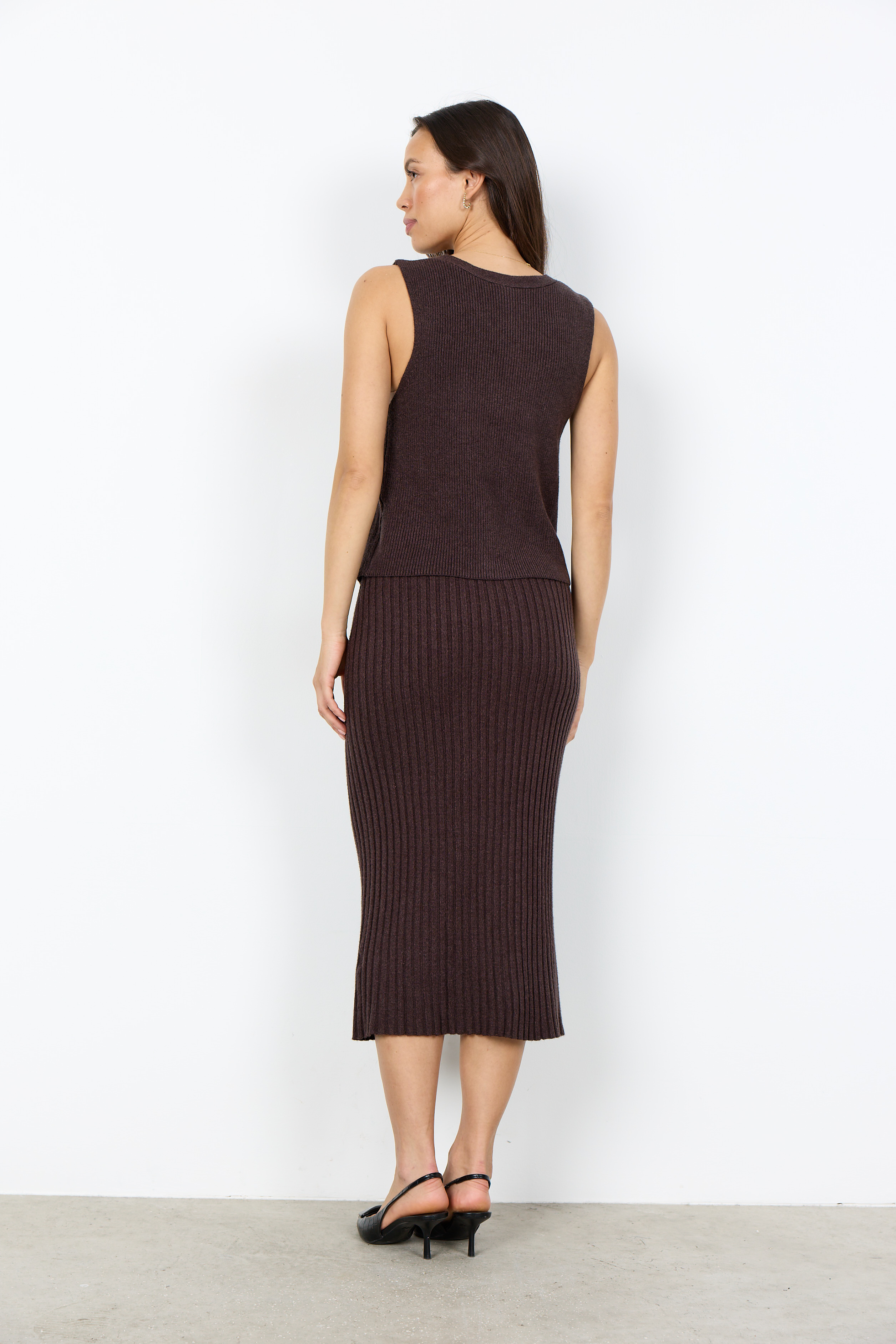 SC-KANITA 23 Skirt Stickad Brun Kjol - 3