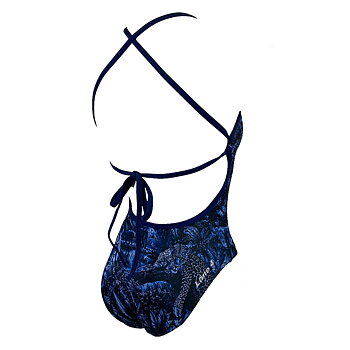 Girls' Safari Blue Tie-Back Swimsuit - Lane 4