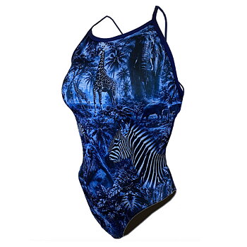 Women's Safari Blue Tie-Back Swimsuit - Lane 4