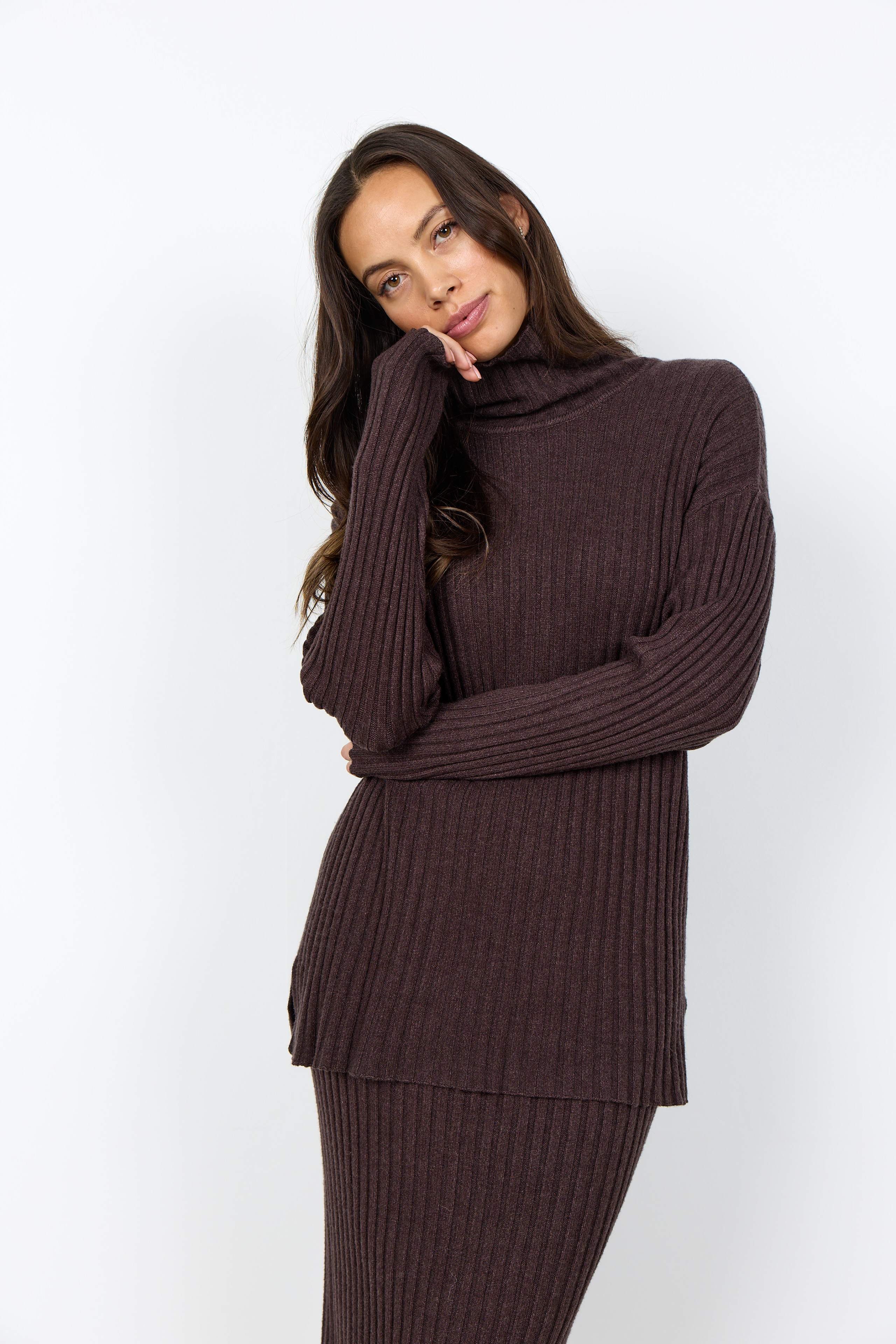 SC-KANITA 22 Pullover Brun Stickad Polo