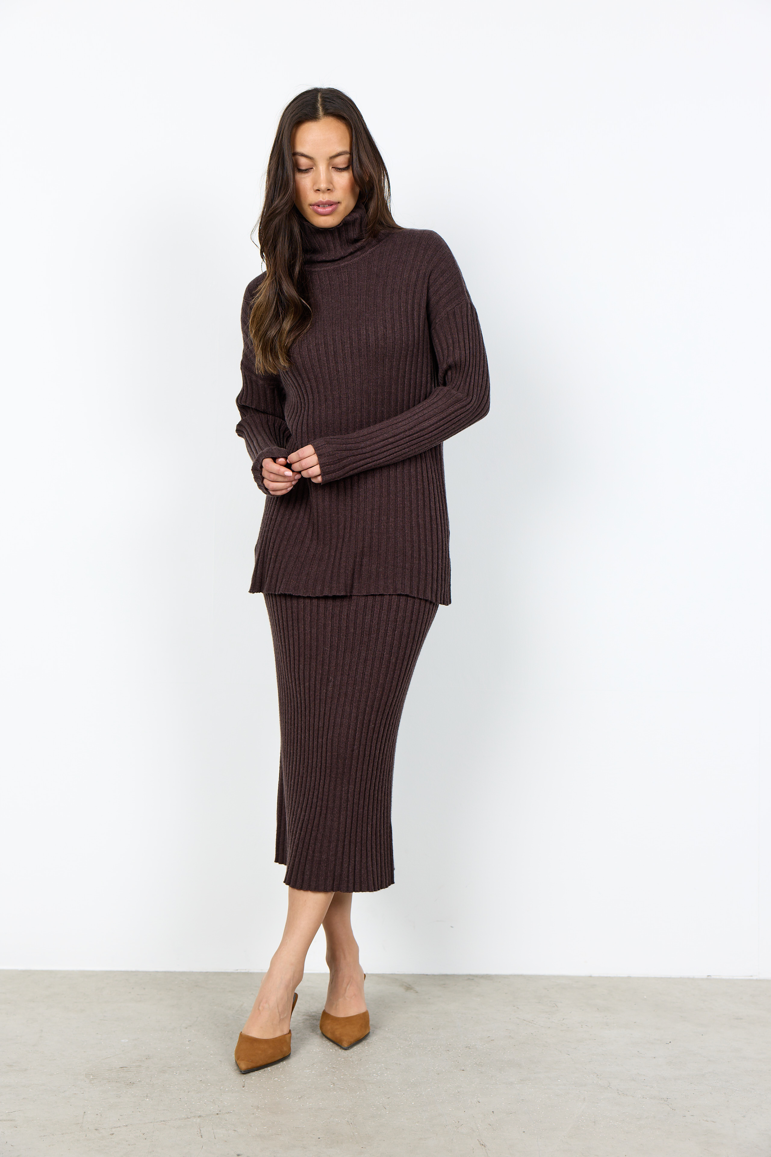 SC-KANITA 22 Pullover Brun Stickad Polo