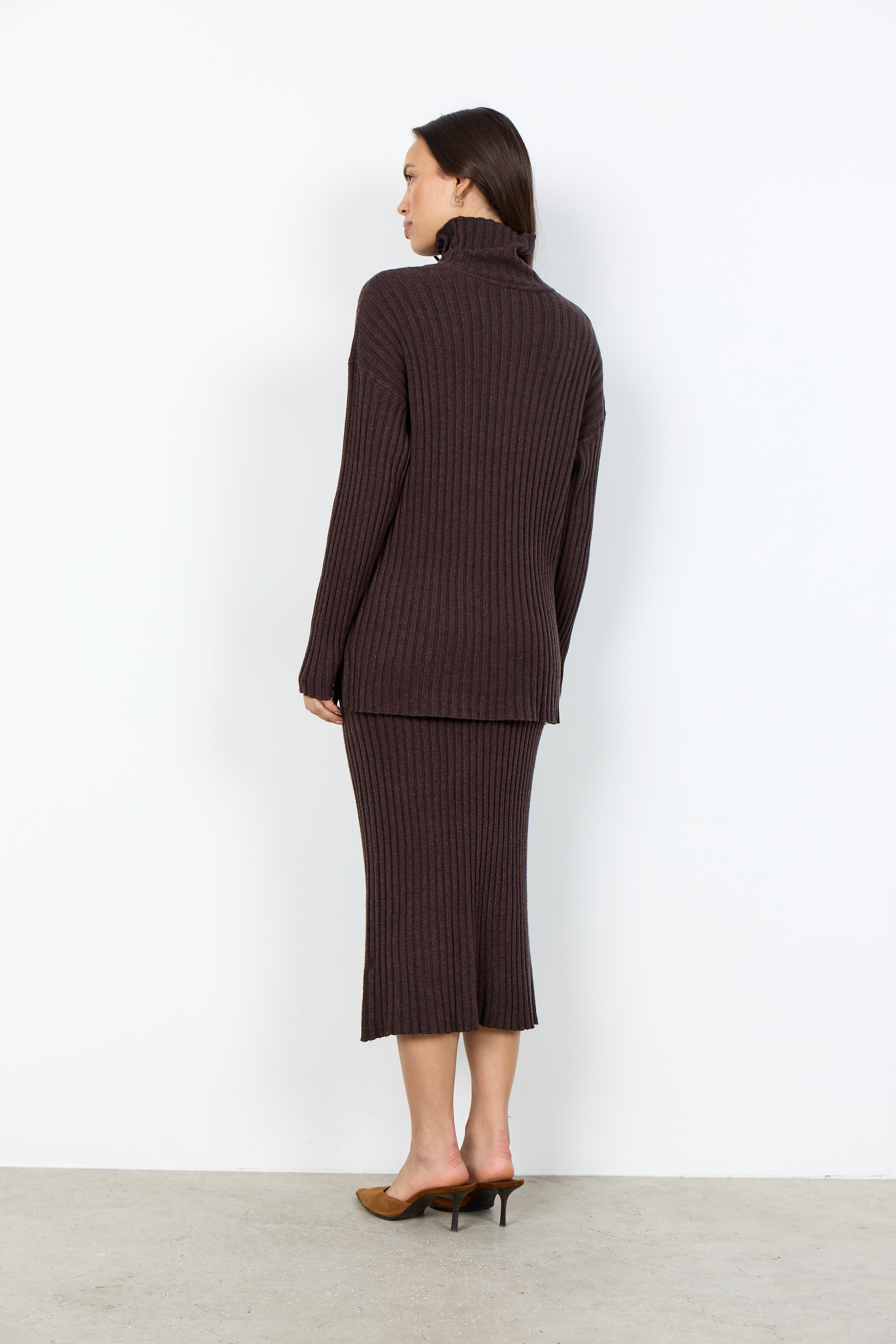 SC-KANITA 22 Pullover Brun Stickad Polo - 3