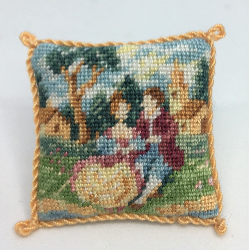 Broderkit kudde: Vinter med rådjur och Rödhake 3x3 cm