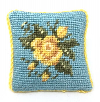 Broderkit kudde: Gul ros  3x3 cm
