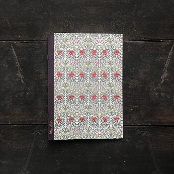 William Morris : Oxford Red Pattern - Skrivhäfte med omväxlande linjerade och prickade sidor A5