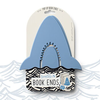 Book-Tails : Shark Pop Up Book Ends  - Set med två uppfällbara bokstöd Haj