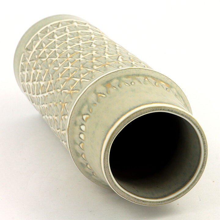 Hertha Bengtson (1960s) Gray Vase with Relief Decor 27 cm