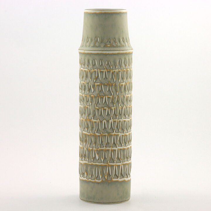 Hertha Bengtson (1960s) Gray Vase with Relief Decor 27 cm