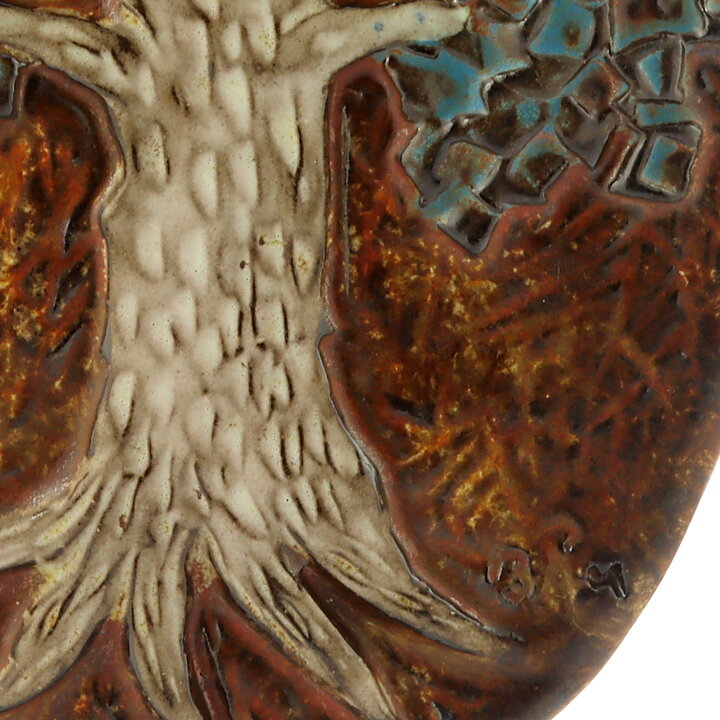 Birger Åström (1960s) Colorful Wall Plaque with Tree Relief 29 cm