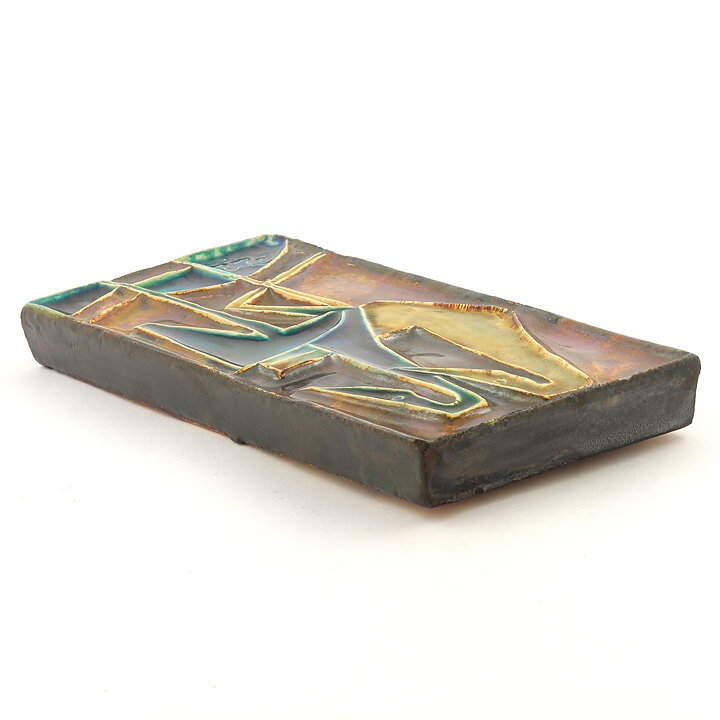ヘルムート・シャフェナッカー  カラフルなツルの陶板  23cm  1960年代