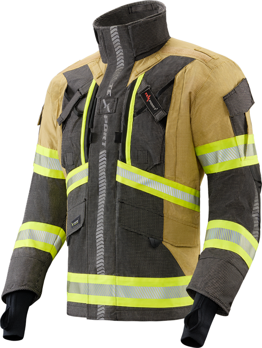 Brannbekledning for Røykdykking TEXPORT FIRE EVO ONE Jakke i Mørk blå/Gold farge, Neste generasjons røykdykkerbekledning. Lansert under Interschuts messen.