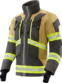 Brannbekledning for Røykdykking TEXPORT FIRE EVO ONE Jakke i Mørk blå/Gold farge, Neste generasjons røykdykkerbekledning. Lansert under Interschuts messen.