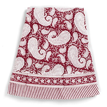 Rund Bomullsduk Big Paisley Red Ø220 cm