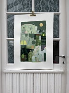 Collage "Hydra" av Maria C Bernhardsson. Orginal utan ram. 70x50cm.