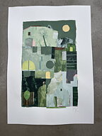 Collage "Hydra" av Maria C Bernhardsson. Orginal utan ram. 70x50cm.