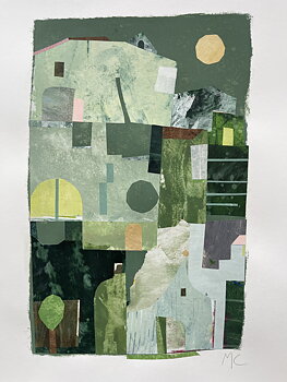 Collage "Hydra" av Maria C Bernhardsson. Orginal utan ram. 70x50cm.