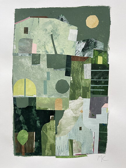 Collage "Hydra" av Maria C Bernhardsson. Orginal utan ram. 70x50cm.