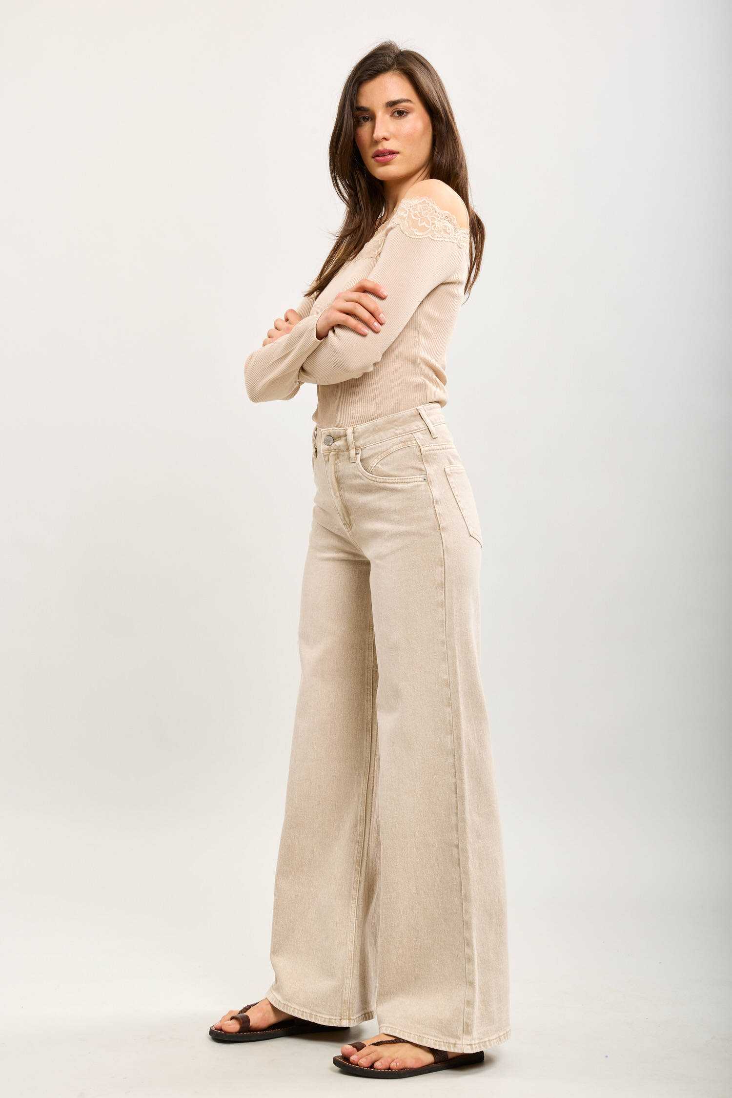 Jeans Wide Beige - 3