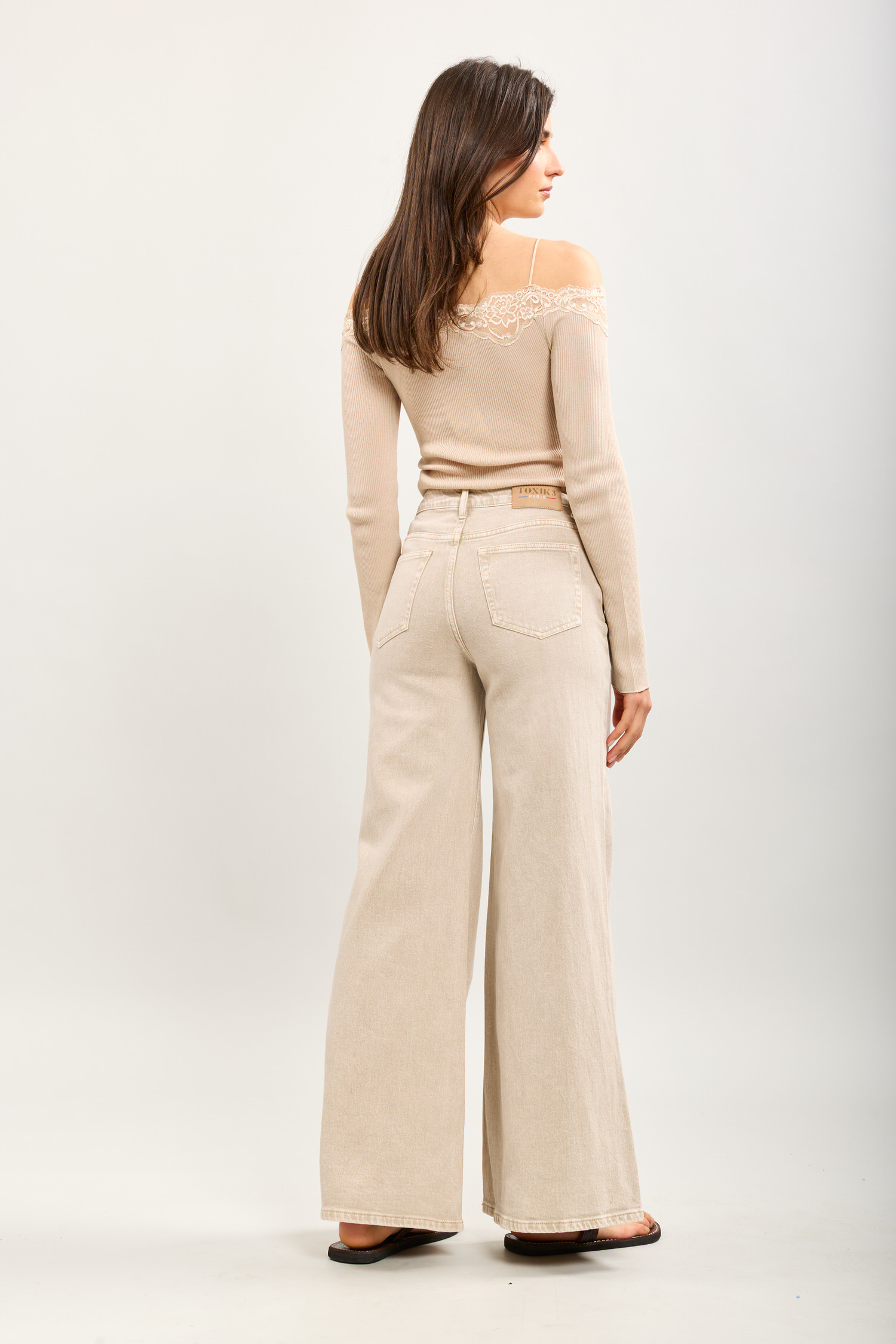 Jeans Wide Beige - 4