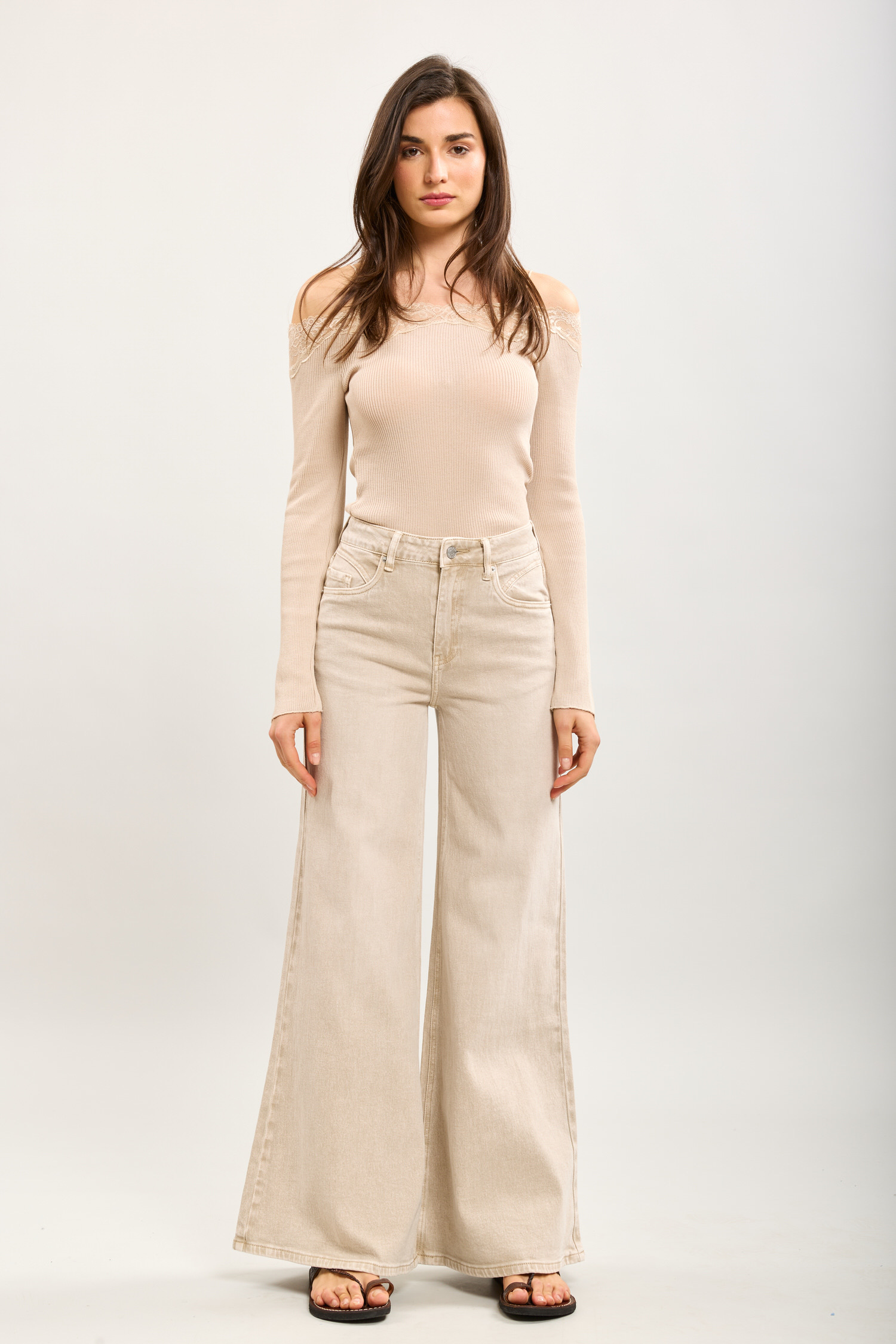Jeans Wide Beige - 7