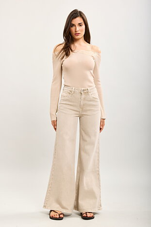 Jeans Wide Beige