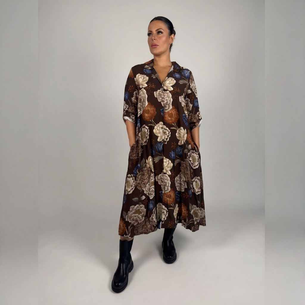 Isabel viskosklänning brun