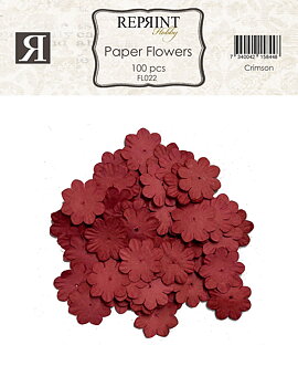 Reprint Mini Pappersblommor 20 mm -Crimson