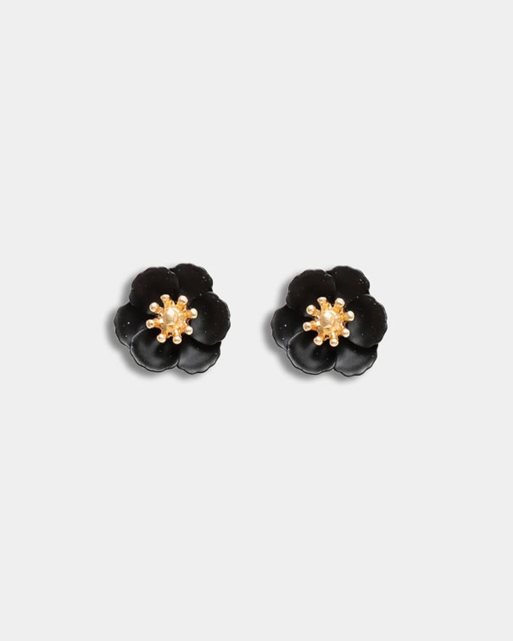 Flower Petite Earrings Black