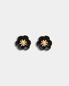 Flower Petite Earrings Black