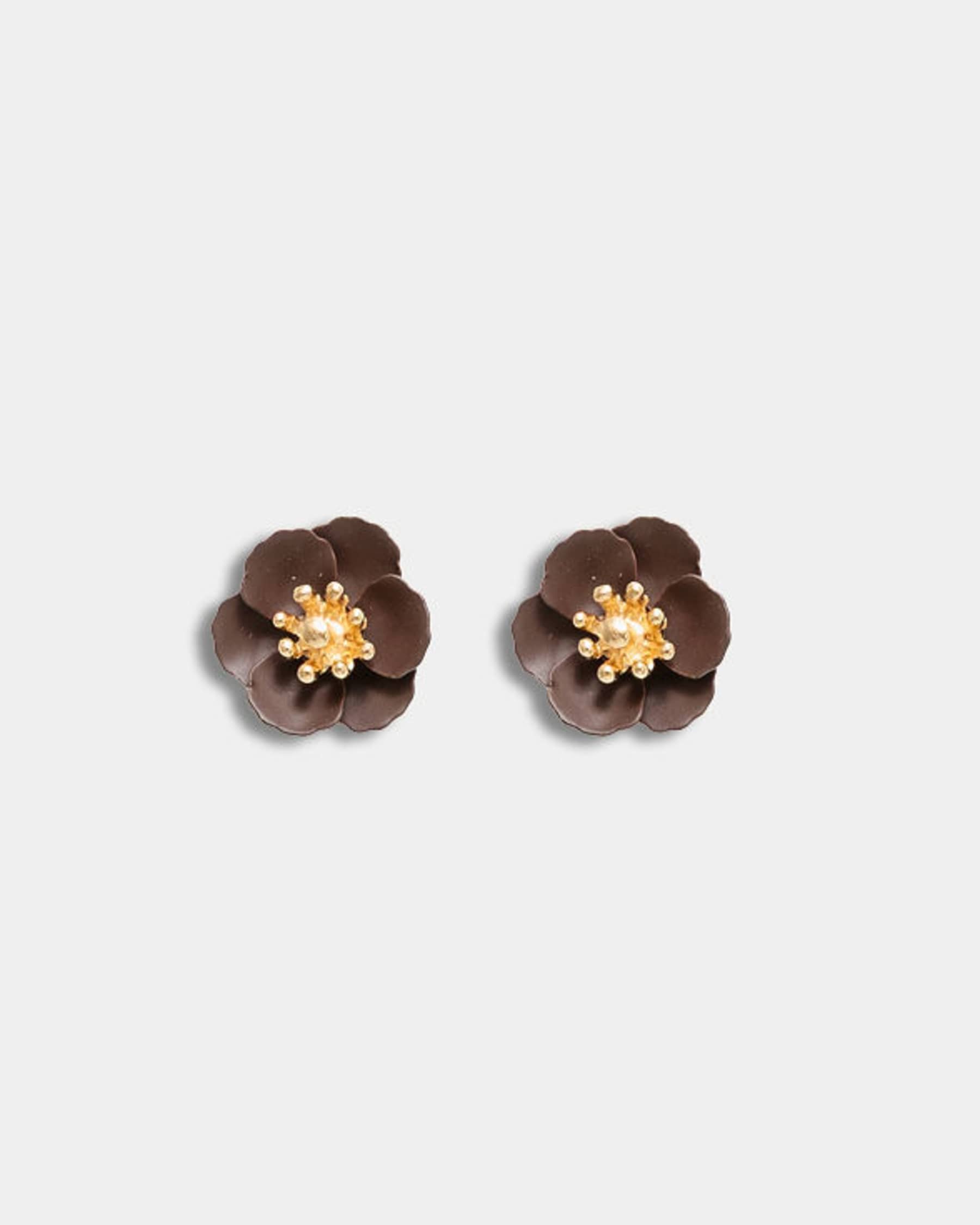 Flower Petite Earrings Dark Brown