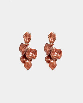 Leaf Marble Earrings Brick Red