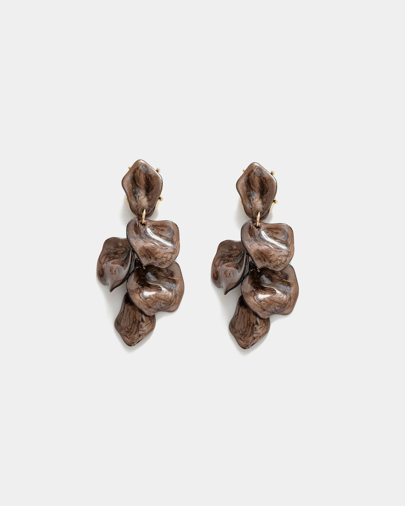 Leaf Marble Earrings Dark Brown