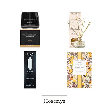Höstmys – Golden Pear, doftpinnar & antikljus