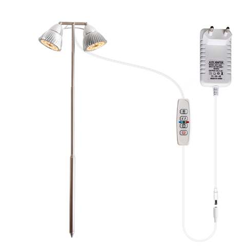 2-huvuds LED-växtlampa för kruka med 3 dimningslägen, timer