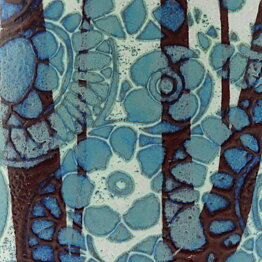 ヨハンヌ・ゲーバー  Bacaシリーズ  青/茶色の花のベース  19cm  1960年代  (#780-3121)