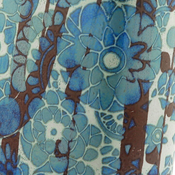 ヨハンヌ・ゲーバー  Bacaシリーズ  青/茶色の花のベース  19cm  1960年代  (#780-3121)