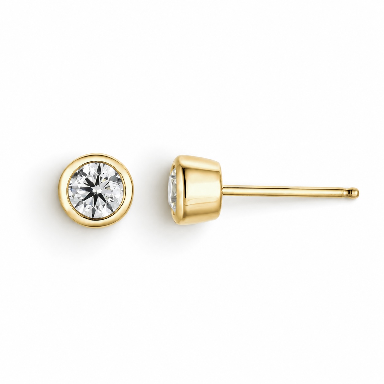 Solitaire Brilliant-Cut Diamond Bezel Earrings
