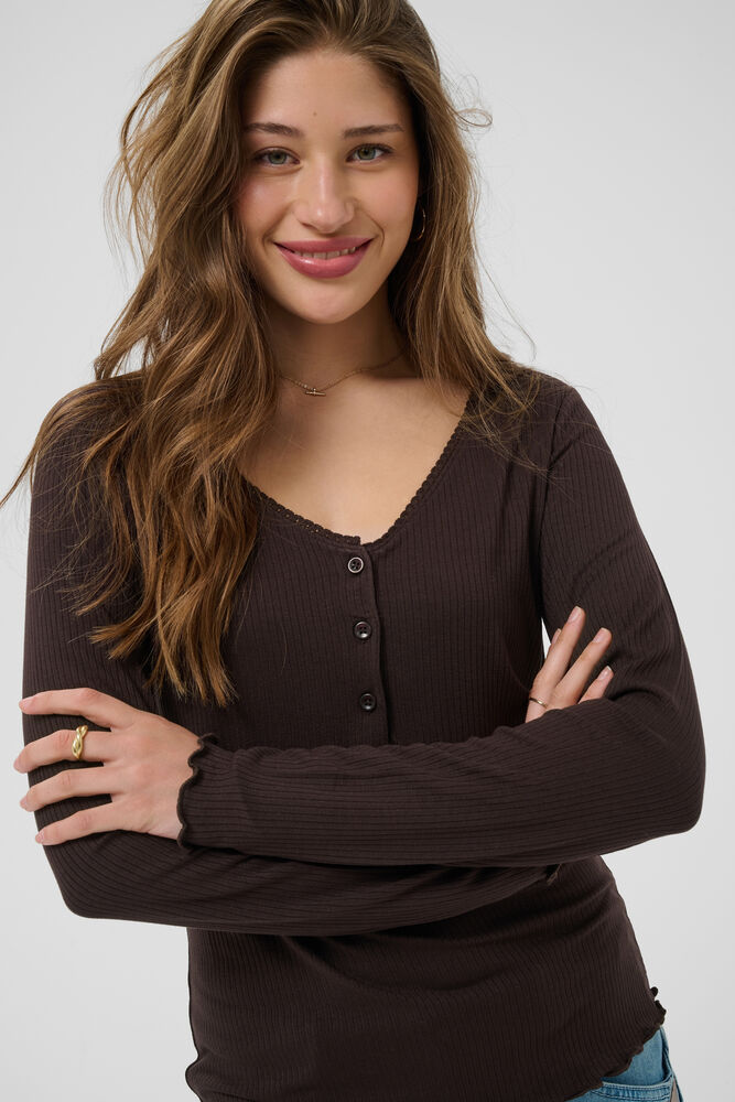 Cream Ribba LS Topp Brown - 3