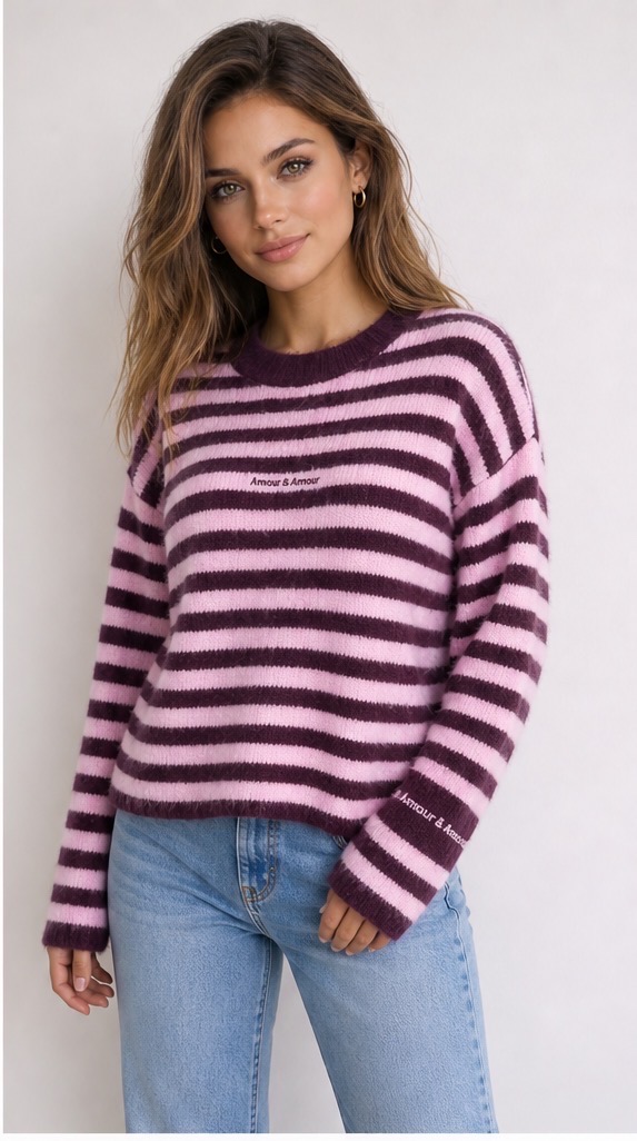 Randig Tröja Amour Rosa