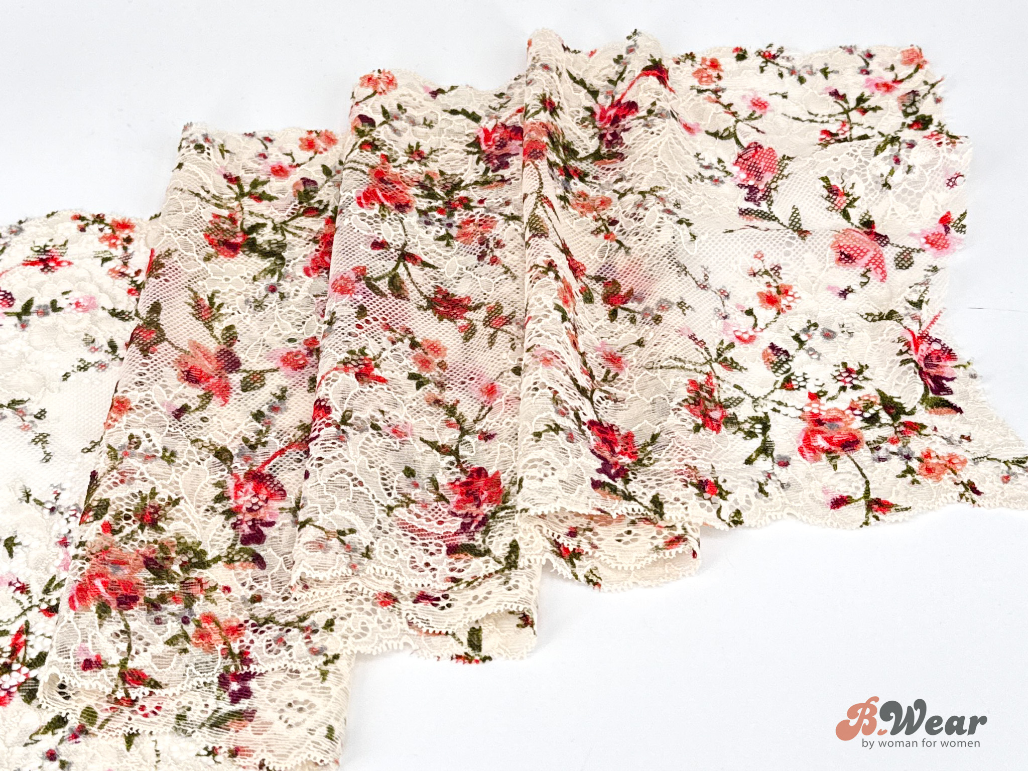 Beautiful ivory stretch lace with flowers - 23 - 2