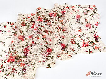Beautiful ivory stretch lace with flowers - 23