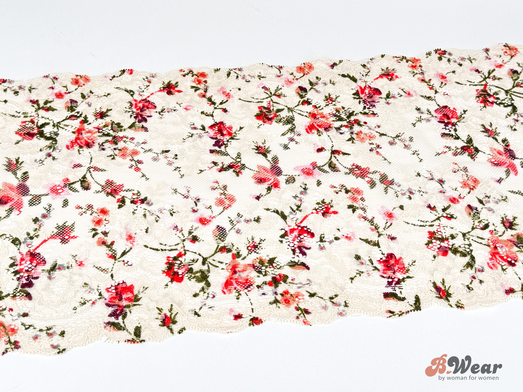 Beautiful ivory stretch lace with flowers - 23