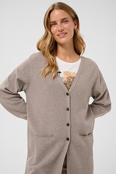 Cream Dela Long Cardigan Brown Melange