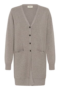 Cream Dela Long Cardigan Brown Melange