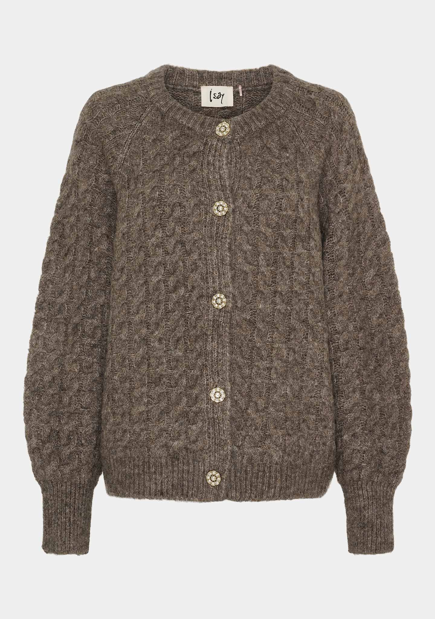 Anna Cable Cardigan - Taupe Melange - Isay  - 5