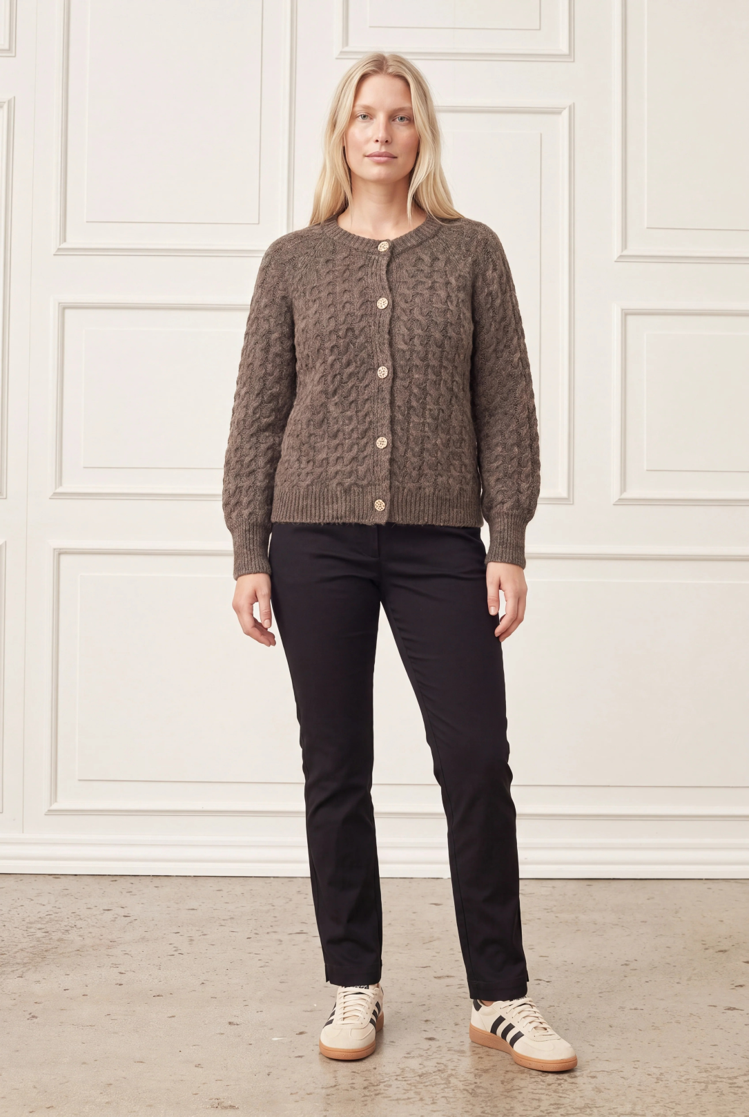 Anna Cable Cardigan - Taupe Melange - Isay  - 3