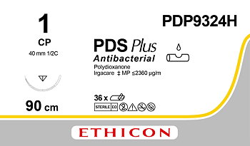 PDS Plus suture 1,  PDP9324H,   CP needle 90 cm purple
